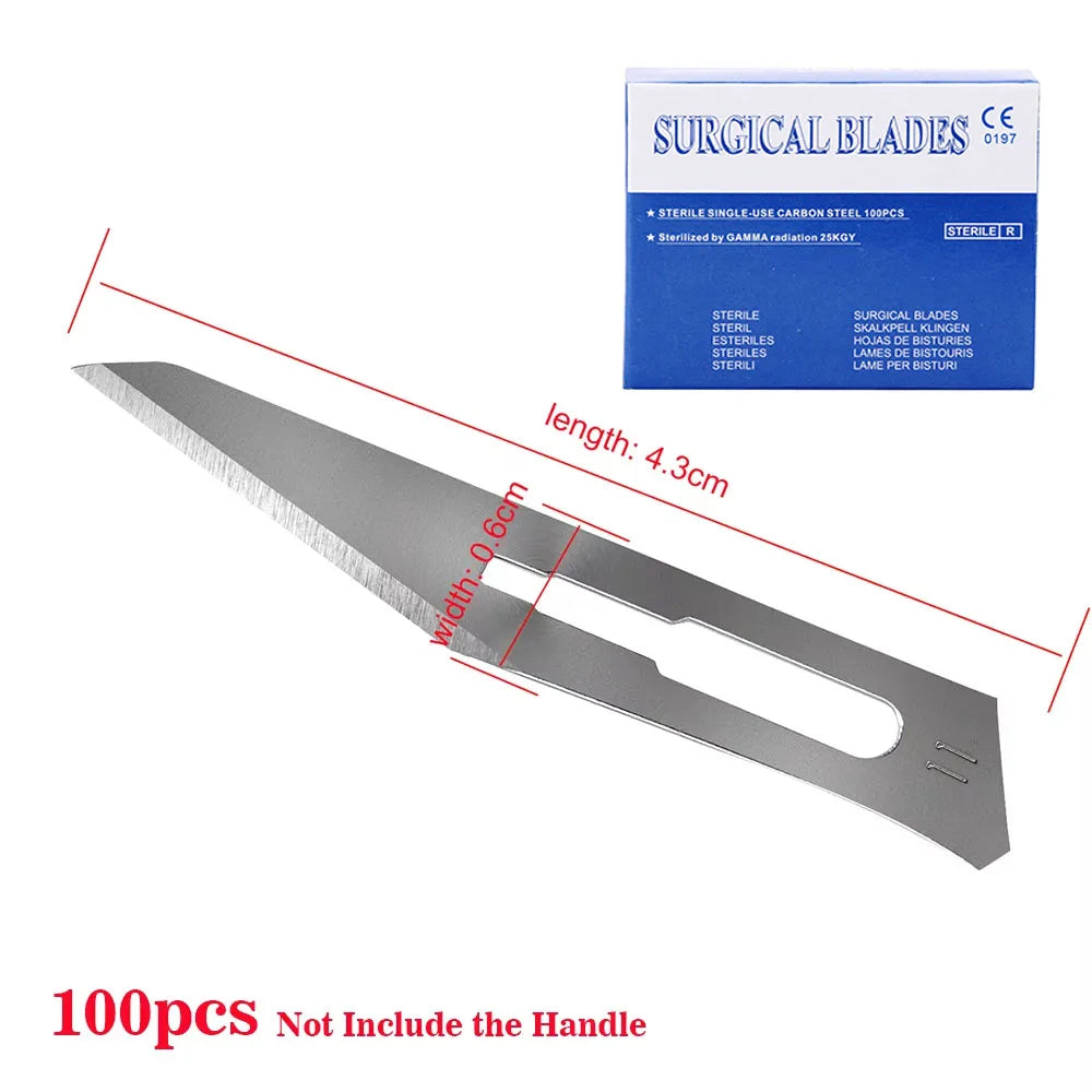 100PCS/BOX Surgical Scalpel Sterilized Blades Carbon Steel Material Size 10#/11#/15# Optional