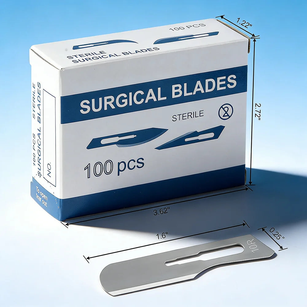 100PCS/BOX Surgical Scalpel Sterilized Blades Carbon Steel Material Size 10#/11#/15# Optional