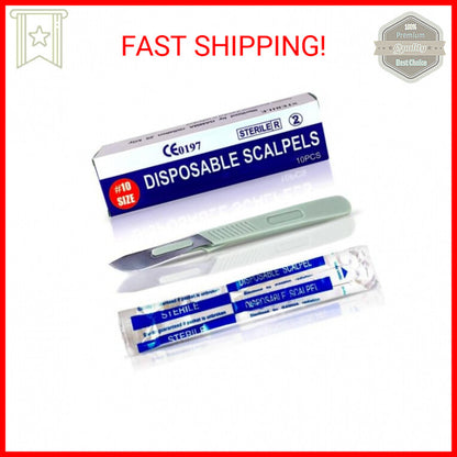 Disposable Scalpel 10 Dermaplaning Tool Scalpel Blades 10 with Plastic Handle, H