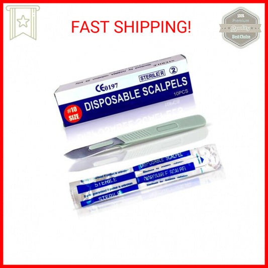 Disposable Scalpel 10 Dermaplaning Tool Scalpel Blades 10 with Plastic Handle, H