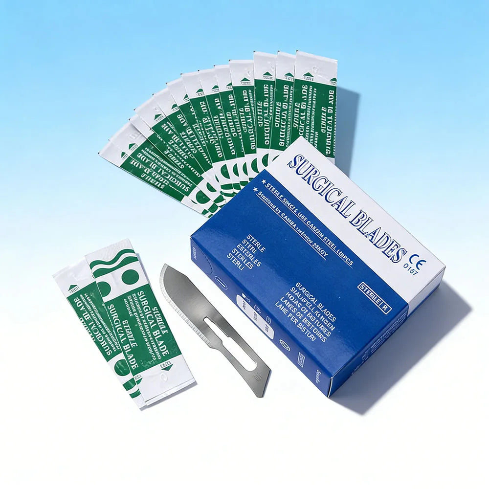 100PCS/BOX Surgical Scalpel Sterilized Blades Carbon Steel Material Size 10#/11#/15# Optional