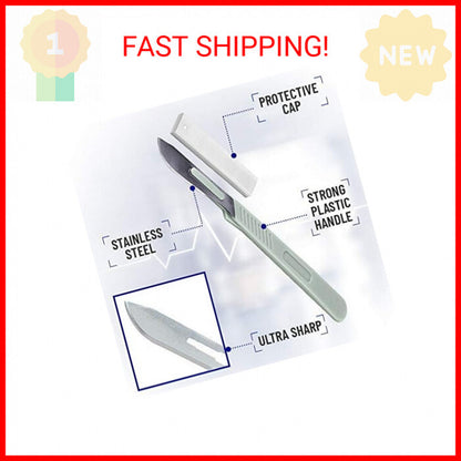 Disposable Scalpel 10 Dermaplaning Tool Scalpel Blades 10 with Plastic Handle, H