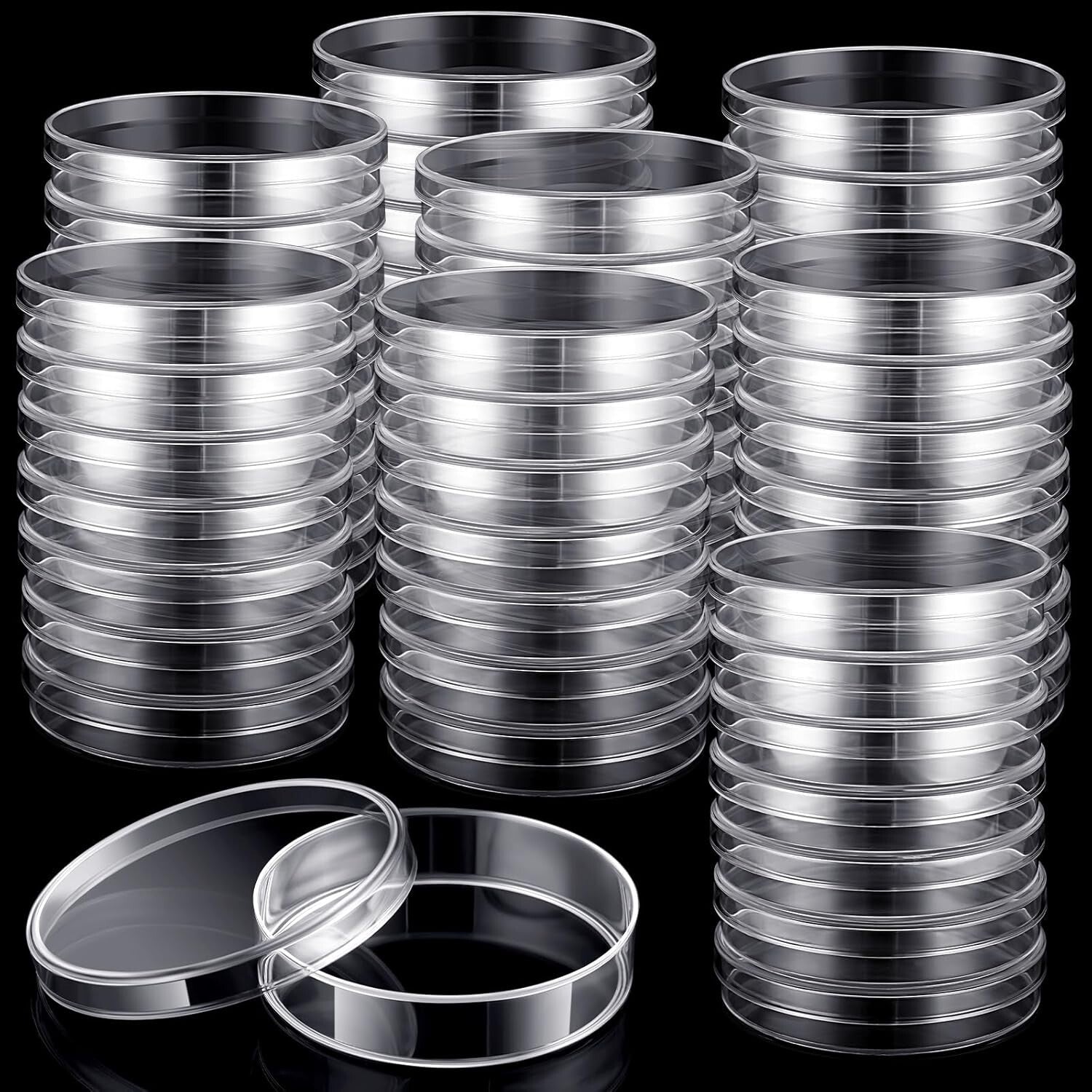 400Pcs Sterile Plastic Petri Dishes W/ Lids 60Mm Diax15Mm Deep Clear Culture Lab